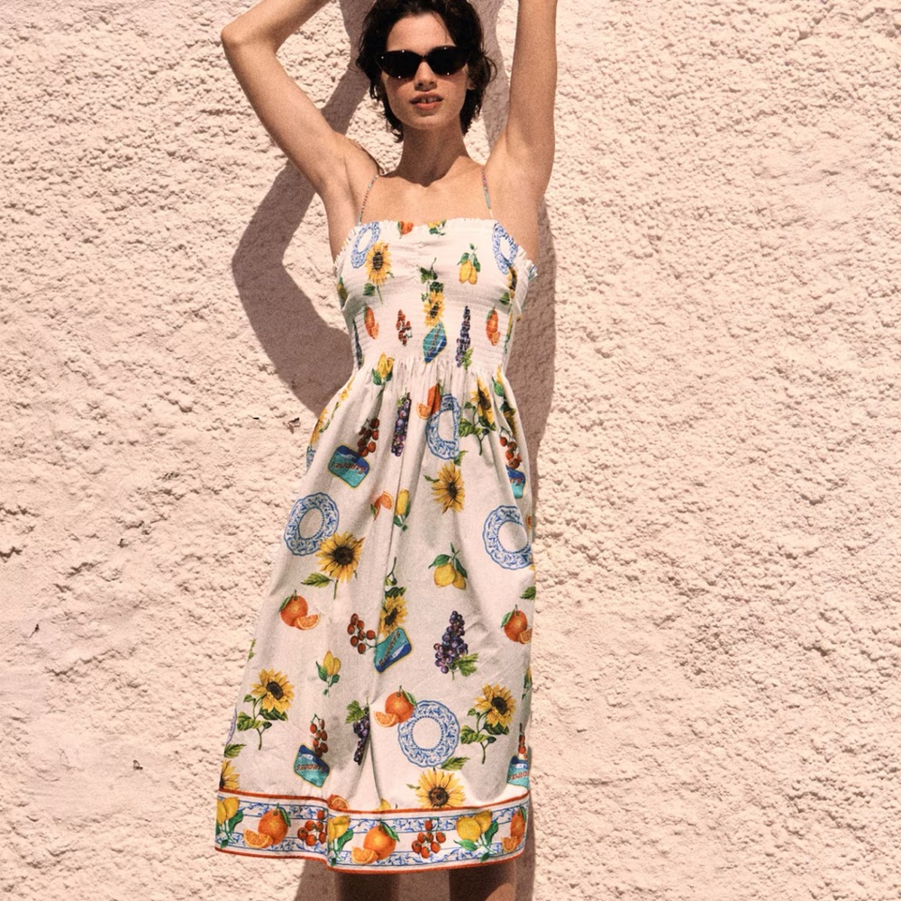 NWT H&M SMOCKED-BODICE DRESS